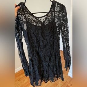 Urban Outfitters embroidered black dress